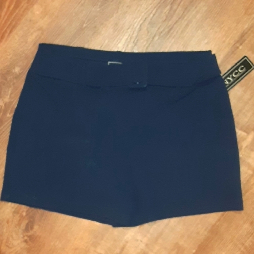 Navy High Waist Shorts - Picture 1 of 8